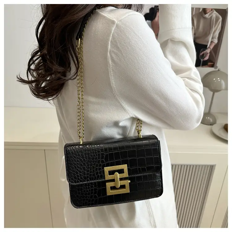 Green Crocodile Leather Chain Crossbody Bag for Women — feature 14