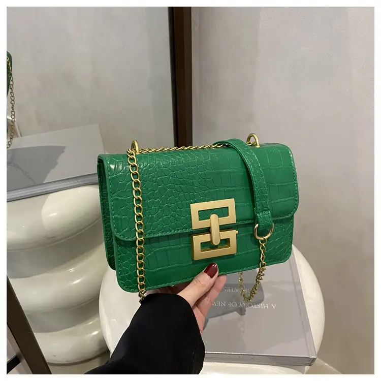 Green Crocodile Leather Chain Crossbody Bag for Women — feature 23