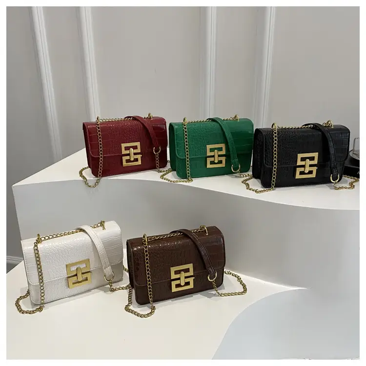 Green Crocodile Leather Chain Crossbody Bag for Women — feature 25