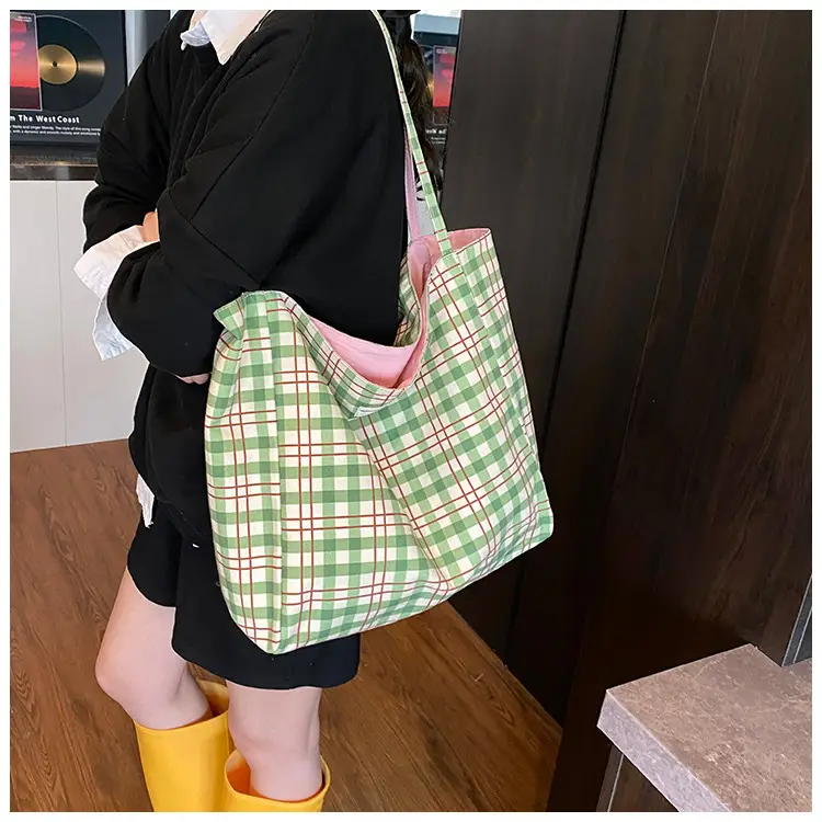 2025 Green Plaid Women's Lazy Style Large Capacity Bag — feature 18