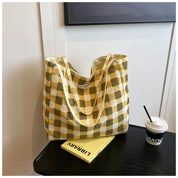 2025 Green Plaid Women's Lazy Style Large Capacity Bag — feature 26