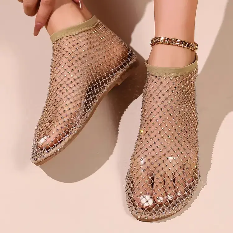 Hollow-Out Mesh Boots for Women, Spring/Summer 2026 New Trendy Versatile Hollow-Out Martin Sandals, Slimming High-Heeled Rhinestone Boots - Image 8