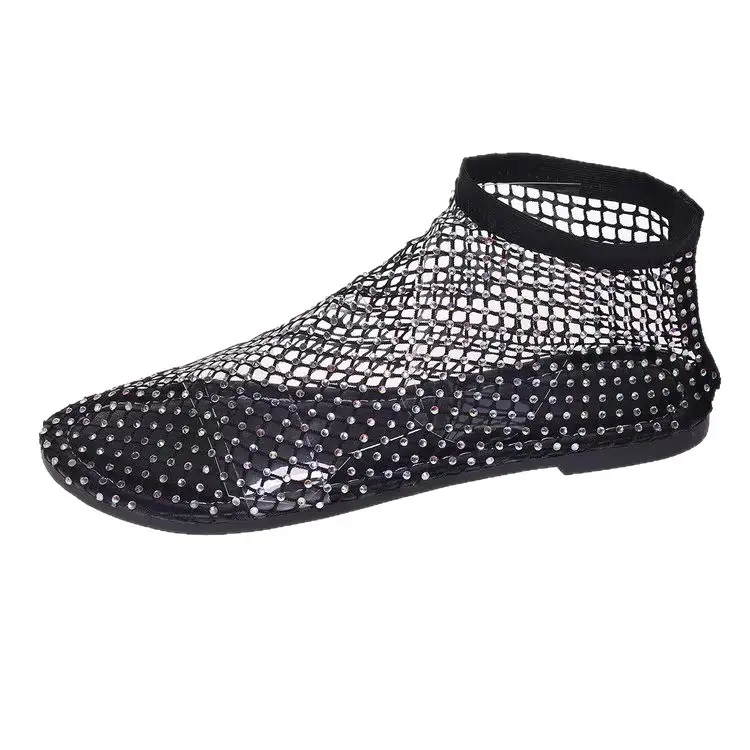 Hollow-Out Mesh Boots for Women, Spring/Summer 2026 New Trendy Versatile Hollow-Out Martin Sandals, Slimming High-Heeled Rhinestone Boots - Image 11