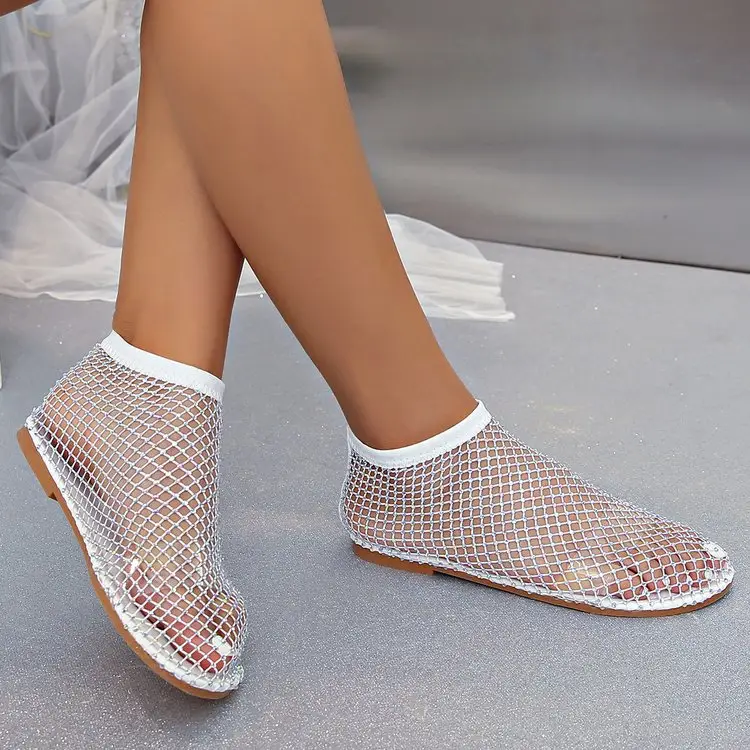 Hollow-Out Mesh Boots for Women, Spring/Summer 2026 New Trendy Versatile Hollow-Out Martin Sandals, Slimming High-Heeled Rhinestone Boots — feature 10
