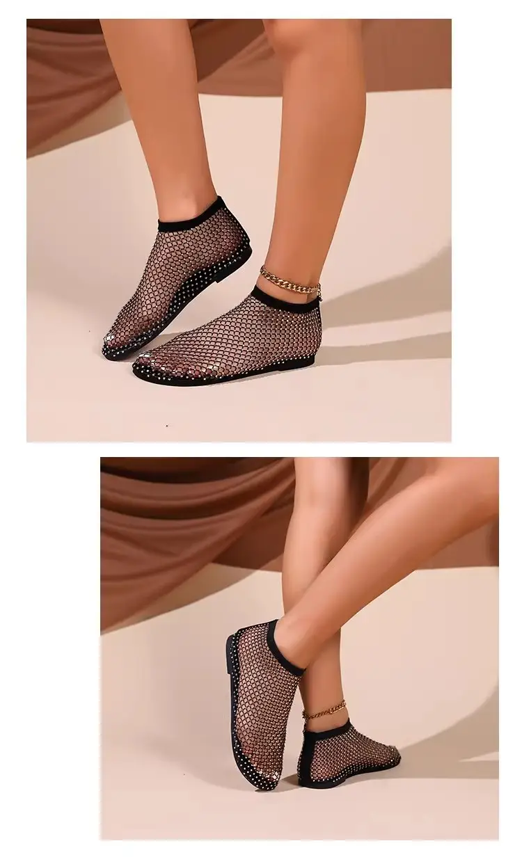 Hollow-Out Mesh Boots for Women, Spring/Summer 2026 New Trendy Versatile Hollow-Out Martin Sandals, Slimming High-Heeled Rhinestone Boots — feature 4