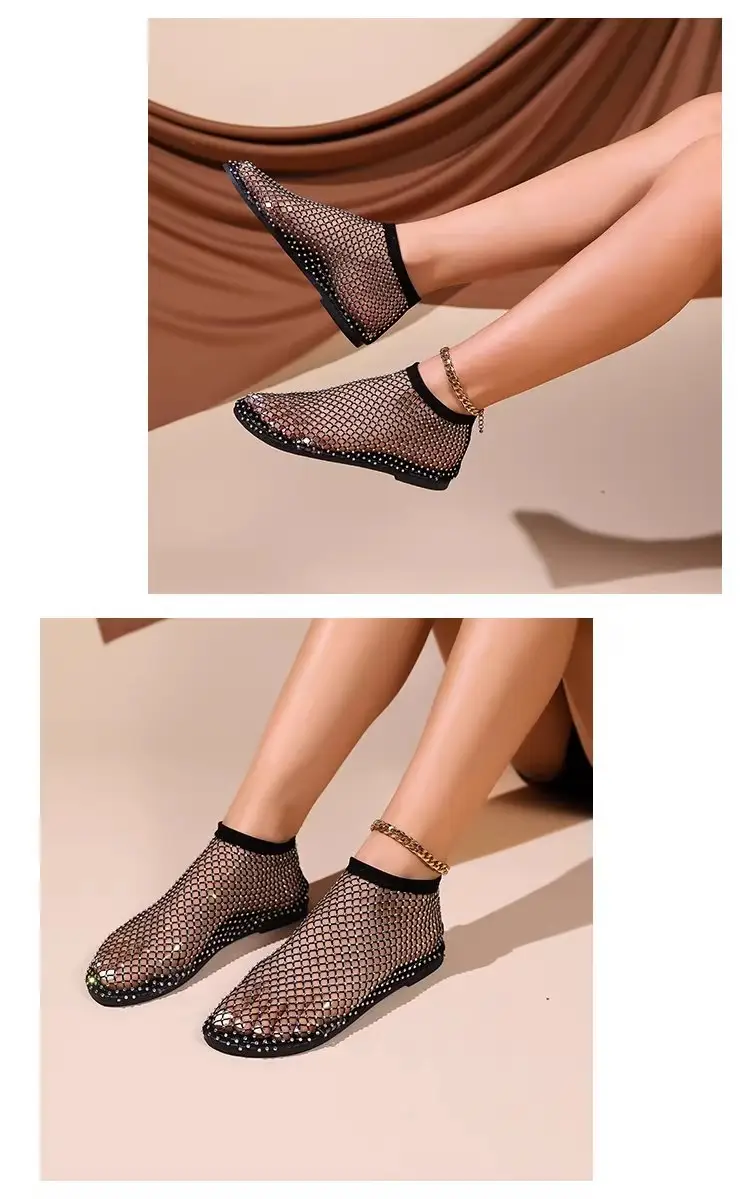 Hollow-Out Mesh Boots for Women, Spring/Summer 2026 New Trendy Versatile Hollow-Out Martin Sandals, Slimming High-Heeled Rhinestone Boots — feature 5