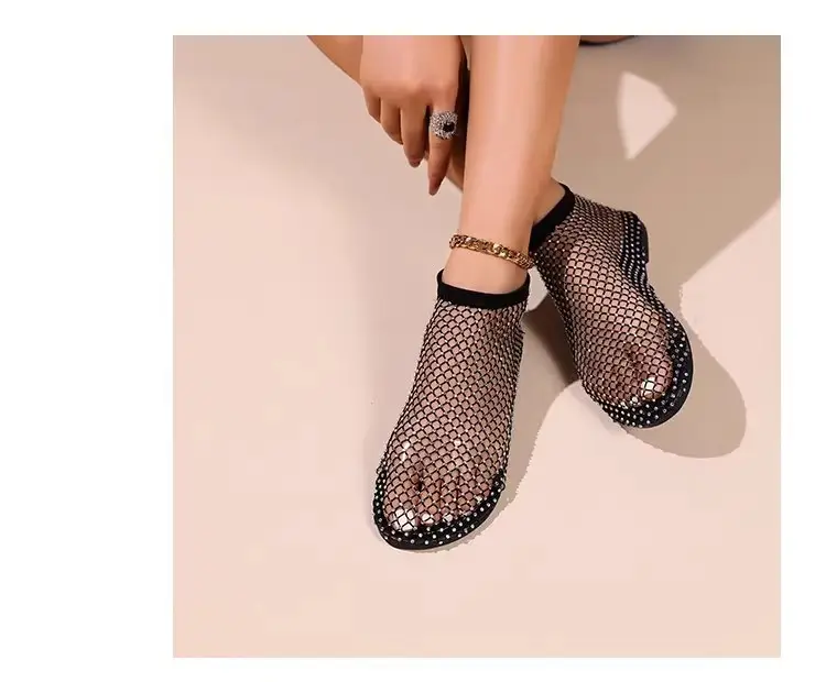 Hollow-Out Mesh Boots for Women, Spring/Summer 2026 New Trendy Versatile Hollow-Out Martin Sandals, Slimming High-Heeled Rhinestone Boots — feature 7