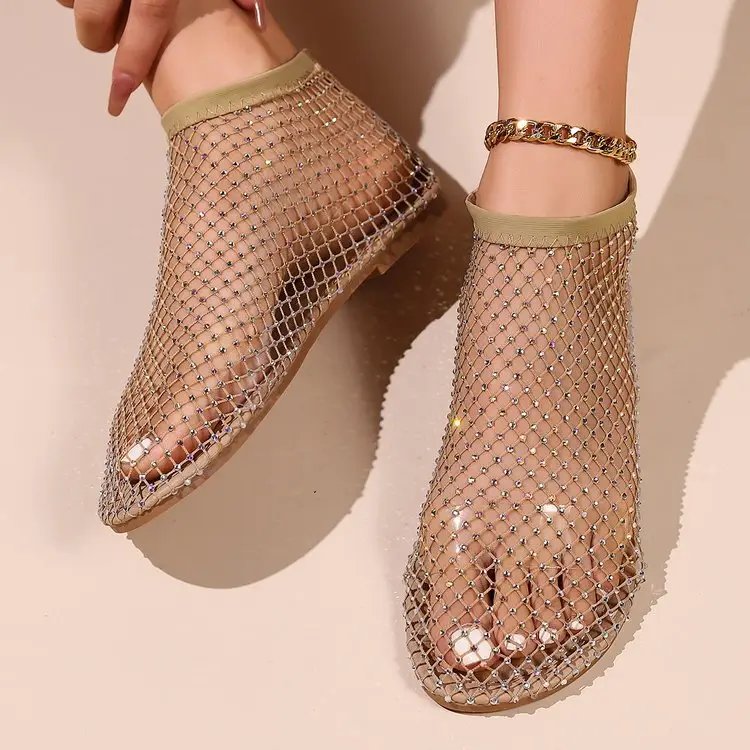 Hollow-Out Mesh Boots for Women, Spring/Summer 2026 New Trendy Versatile Hollow-Out Martin Sandals, Slimming High-Heeled Rhinestone Boots - Image 2
