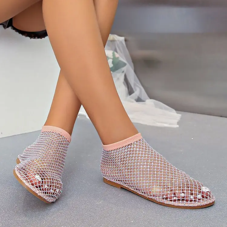 Hollow-Out Mesh Boots for Women, Spring/Summer 2026 New Trendy Versatile Hollow-Out Martin Sandals, Slimming High-Heeled Rhinestone Boots - Image 5