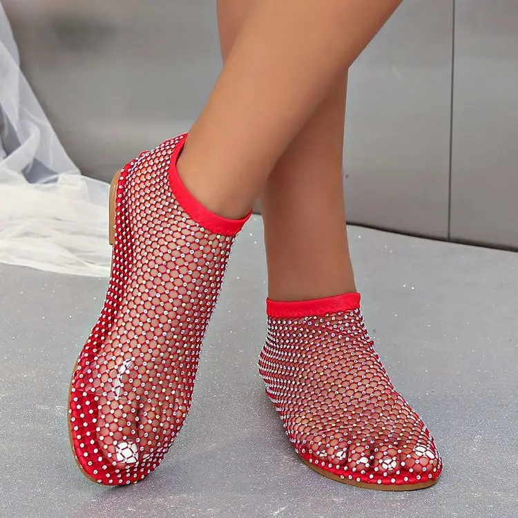 Hollow-Out Mesh Boots for Women, Spring/Summer 2026 New Trendy Versatile Hollow-Out Martin Sandals, Slimming High-Heeled Rhinestone Boots - Image 6