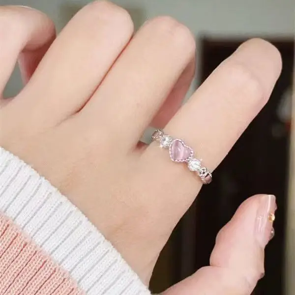 Explosive Pink Cat's Eye Ring for Women Adjustable — feature 3