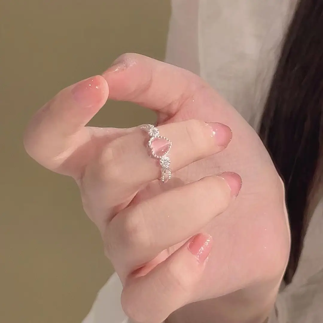 Explosive Pink Cat's Eye Ring for Women Adjustable — feature 6