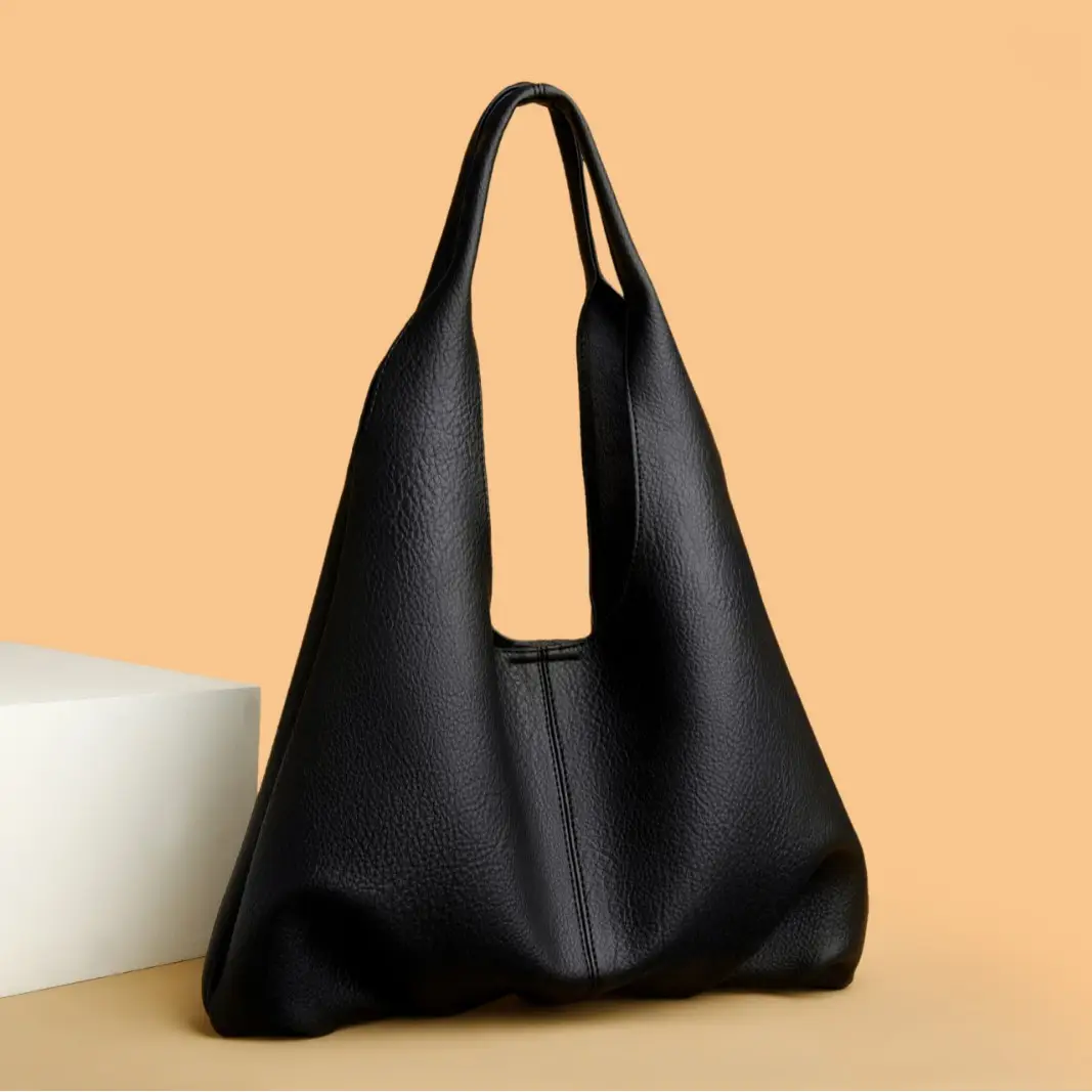 Korean Style Black Leather Tote Bag Large Capacity Women - Image 10