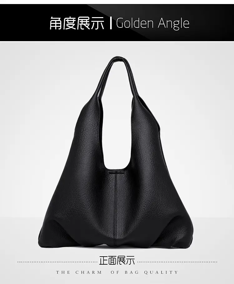Korean Style Black Leather Tote Bag Large Capacity Women — feature 10