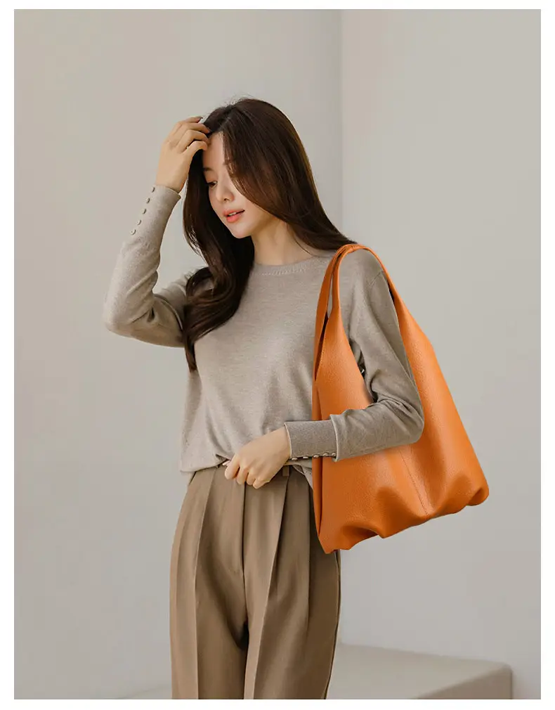 Korean Style Black Leather Tote Bag Large Capacity Women — feature 12