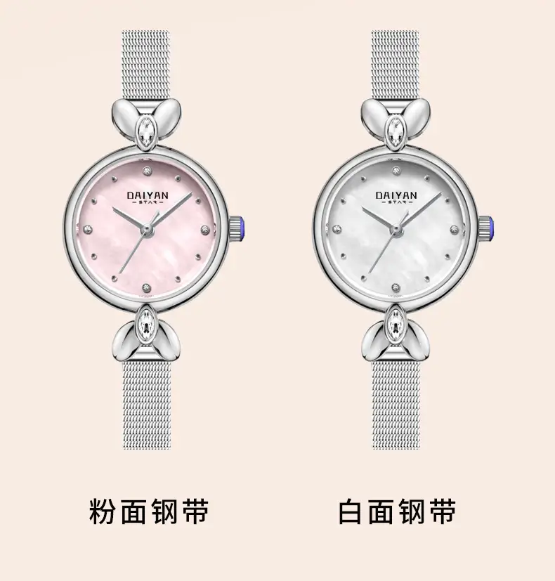 Women's Pink Pearl Dial Mesh Strap Quartz Watch — feature 11