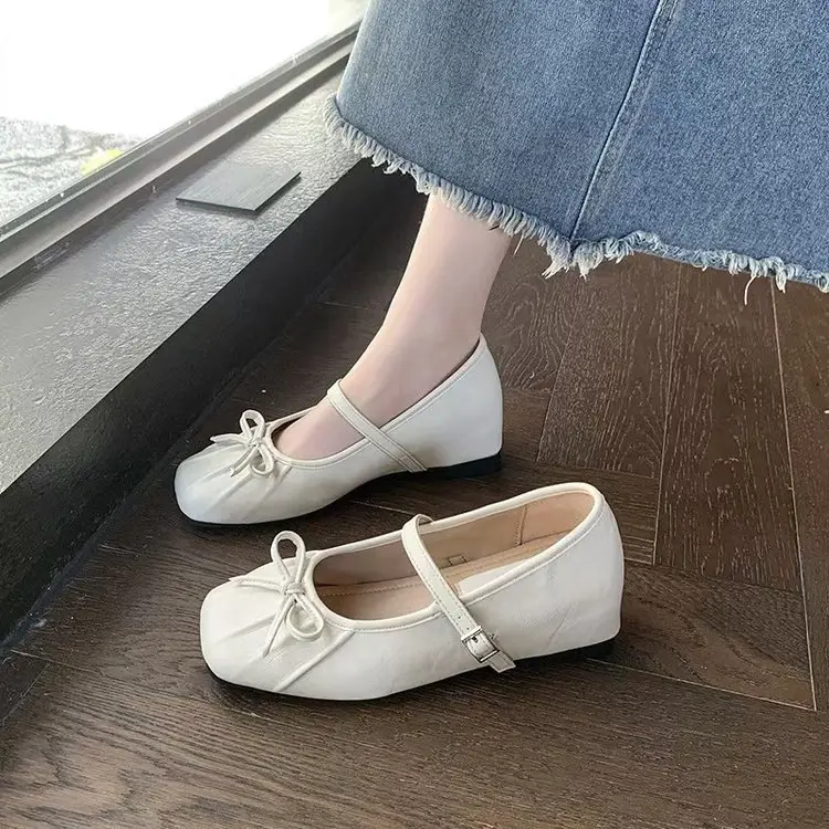 French-Style Height-Increasing 5cm Mary Jane Shoes for Women, 2025 New Autumn Versatile Retro Non-Slip Bow-Knot Single Shoes — feature 5