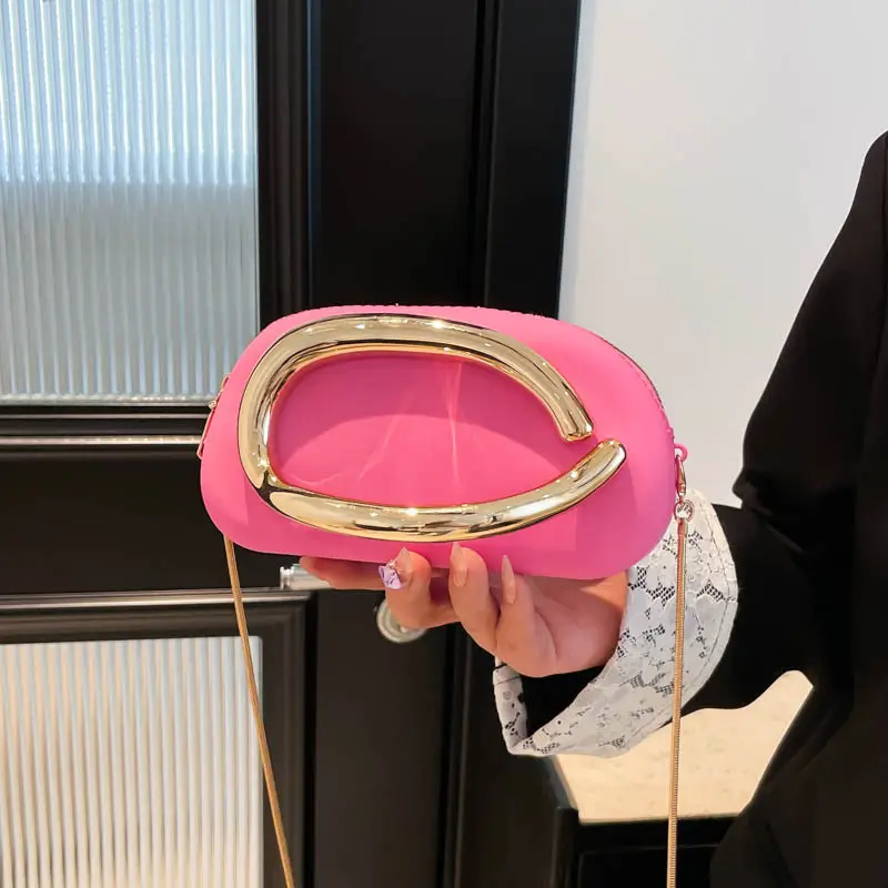 Retro Metal Chain Mini Bag with Gold Handle