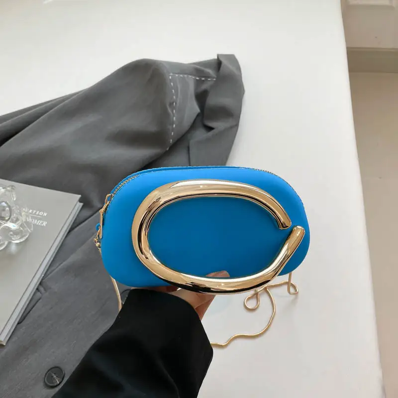 Retro Metal Chain Mini Bag with Gold Handle