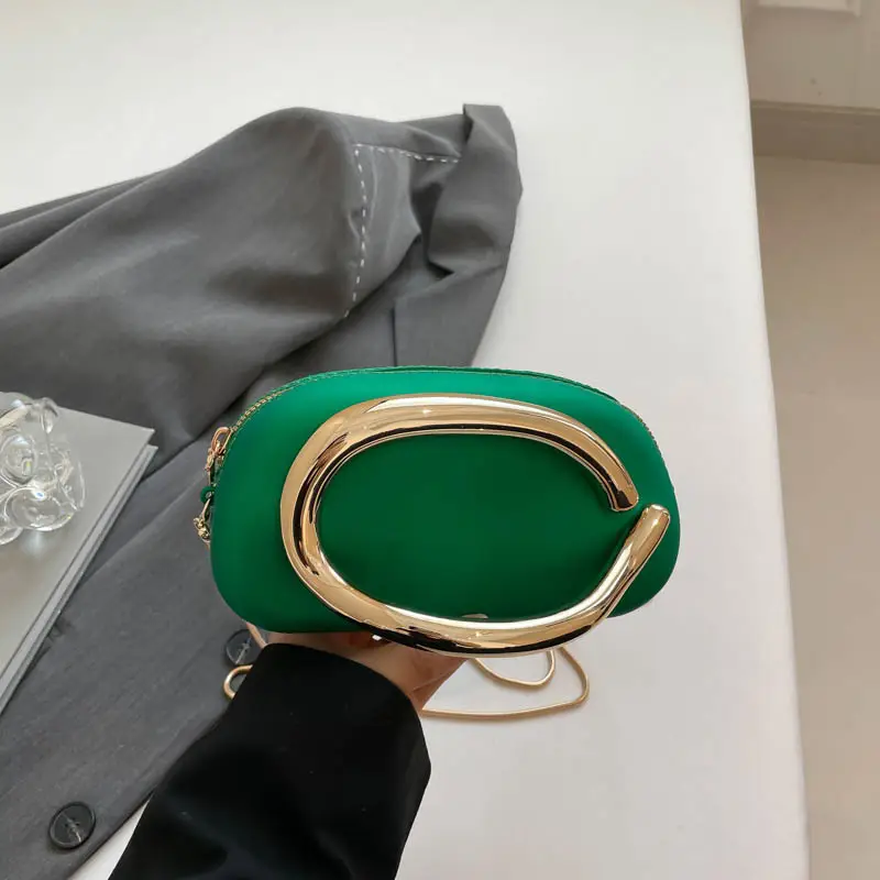 Retro Metal Chain Mini Bag with Gold Handle