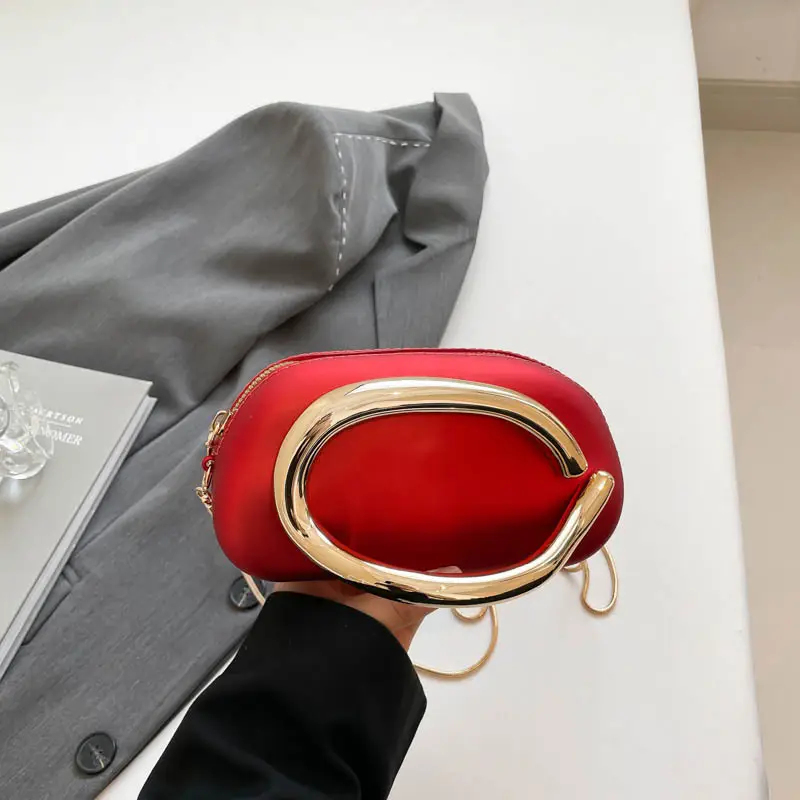 Retro Metal Chain Mini Bag with Gold Handle