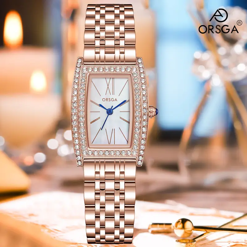 Orsga Diamond Encrusted Women's Watch Brown Leather - Image 17