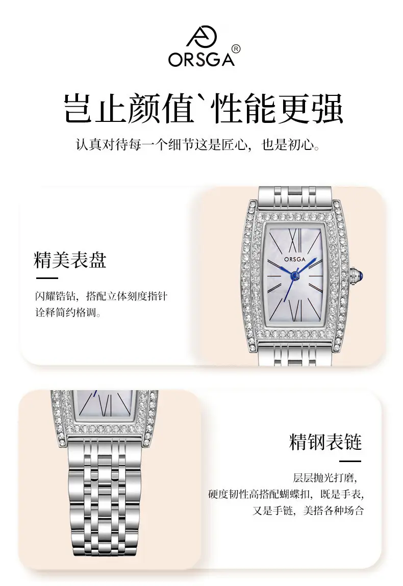 Orsga Diamond Encrusted Women's Watch Brown Leather — feature 10