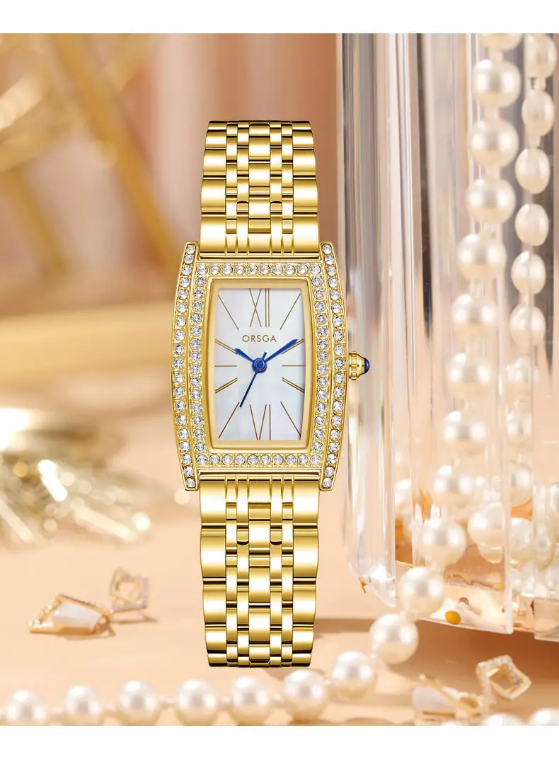 Orsga Diamond Encrusted Women's Watch Brown Leather — feature 5