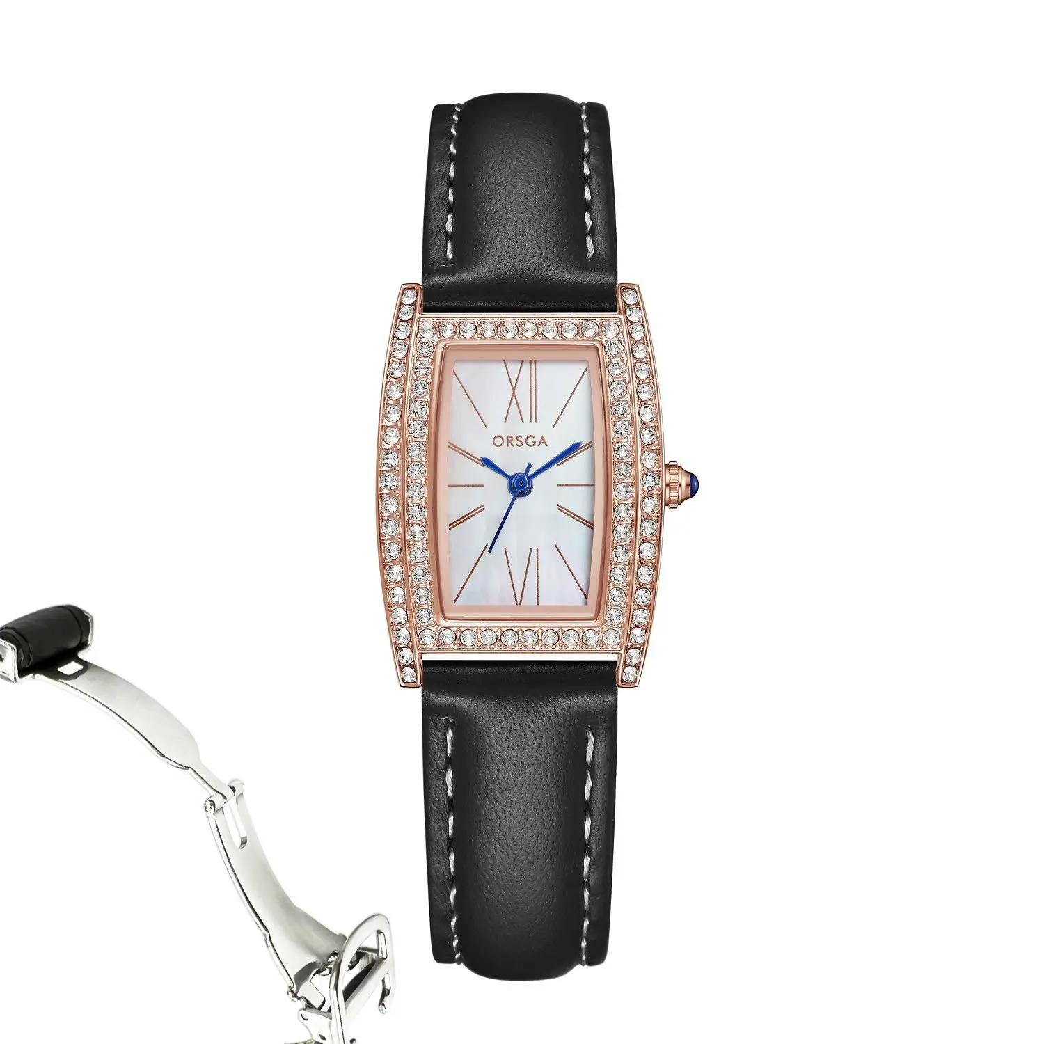 Orsga Diamond Encrusted Women's Watch Brown Leather - Image 12