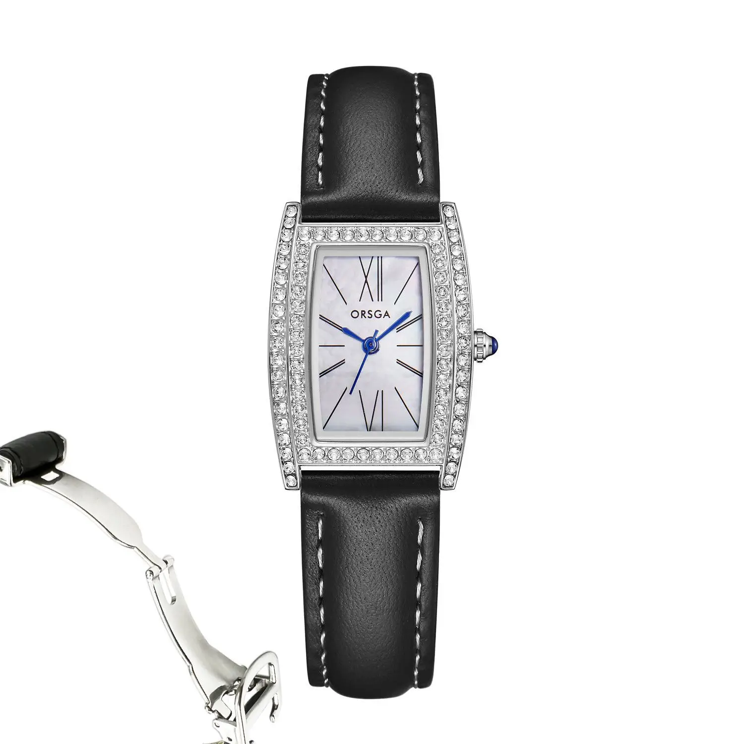 Orsga Diamond Encrusted Women's Watch Brown Leather - Image 6