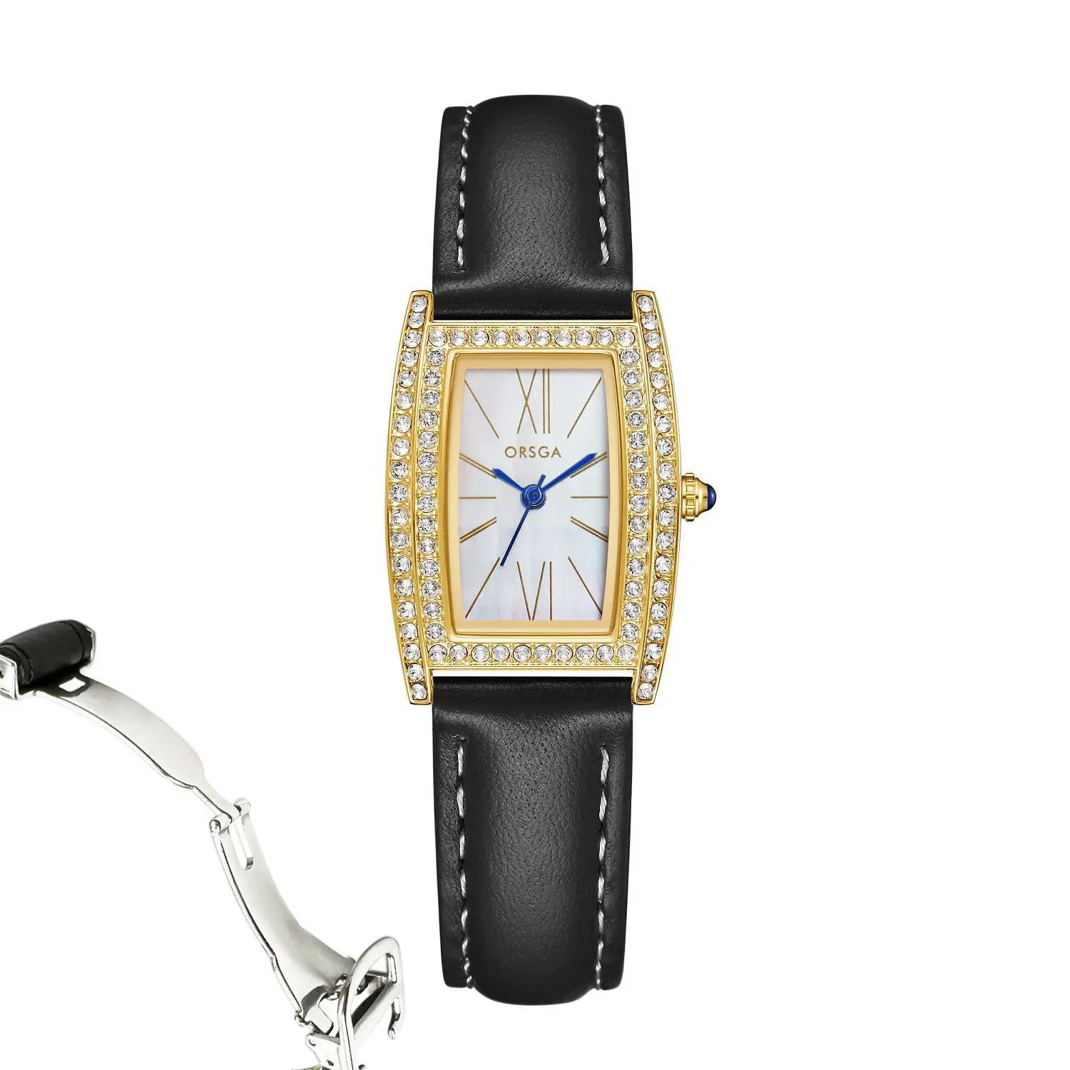 Orsga Diamond Encrusted Women's Watch Brown Leather - Image 9