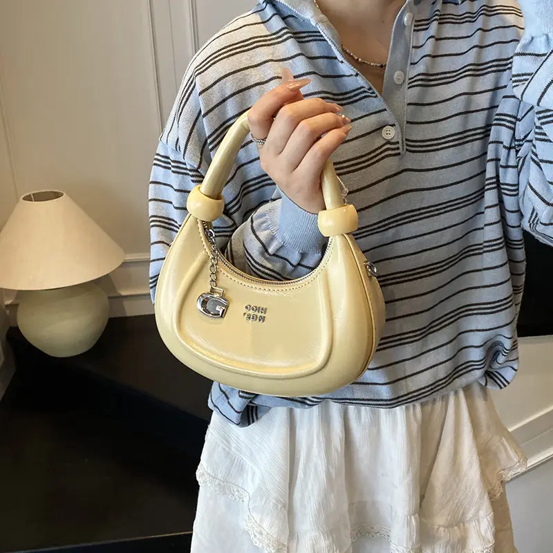 Red Crescent Crossbody Bag for Women Luxury Handbag