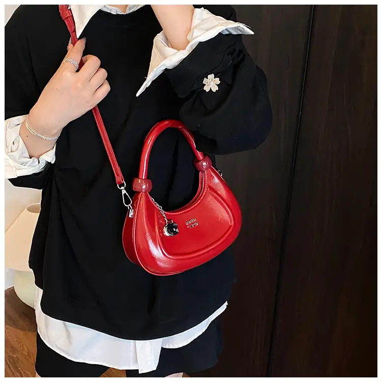 Red Crescent Crossbody Bag for Women Luxury Handbag — feature 20
