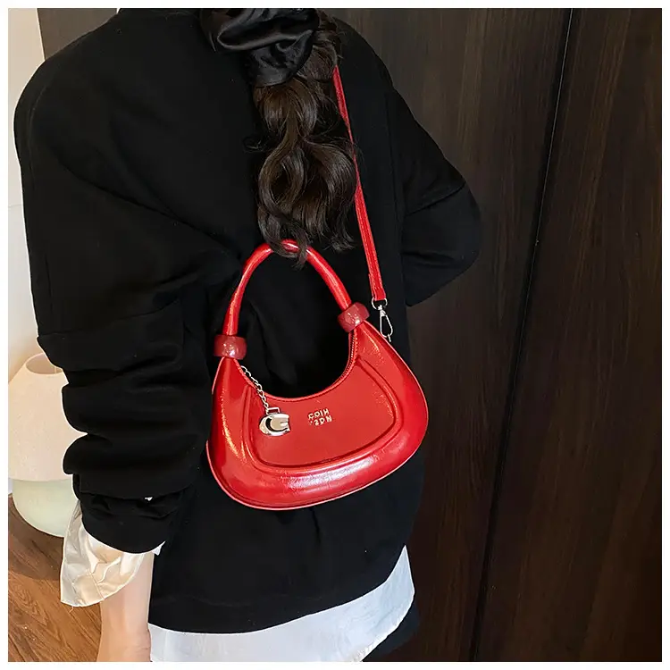 Red Crescent Crossbody Bag for Women Luxury Handbag — feature 21