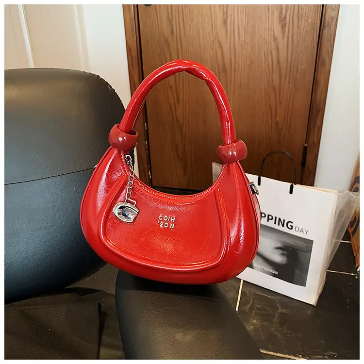 Red Crescent Crossbody Bag for Women Luxury Handbag — feature 33