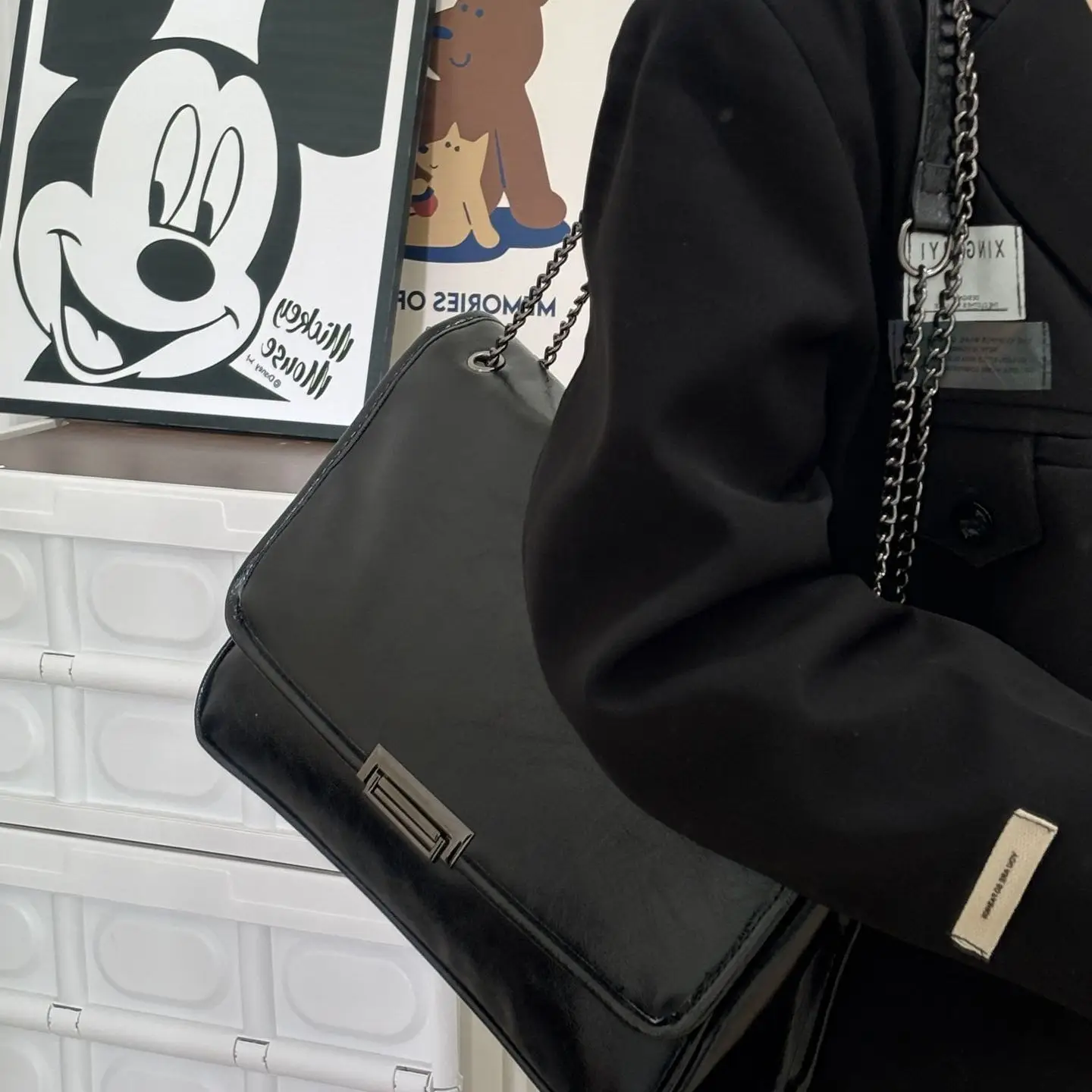 2026 Retro Chain Shoulder Bag Black Large Capacity - Image 3