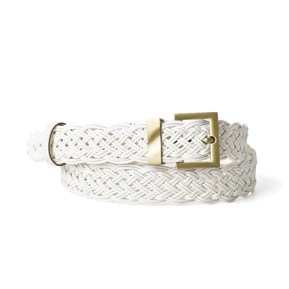 Black Braided Women's Belt with Gold Buckle