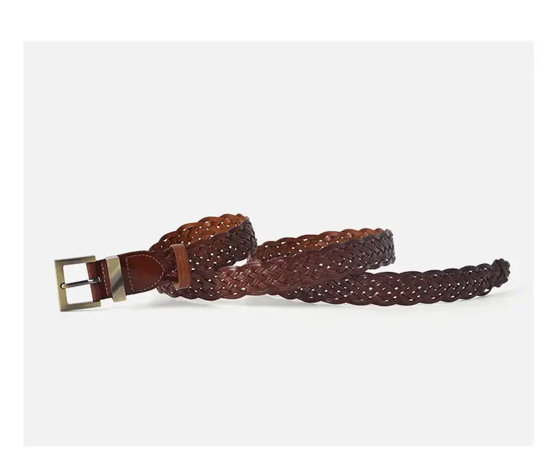 Black Braided Women's Belt with Gold Buckle — feature 10
