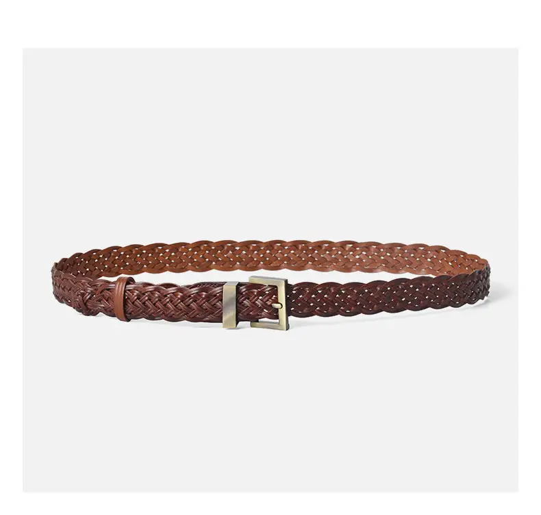 Black Braided Women's Belt with Gold Buckle — feature 11