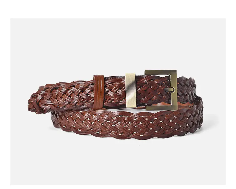 Black Braided Women's Belt with Gold Buckle — feature 12