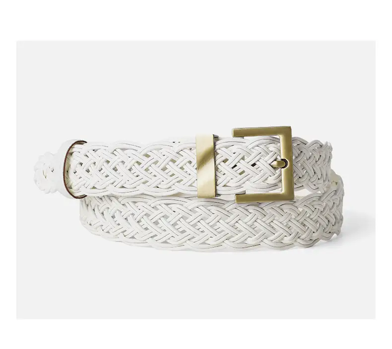 Black Braided Women's Belt with Gold Buckle — feature 13