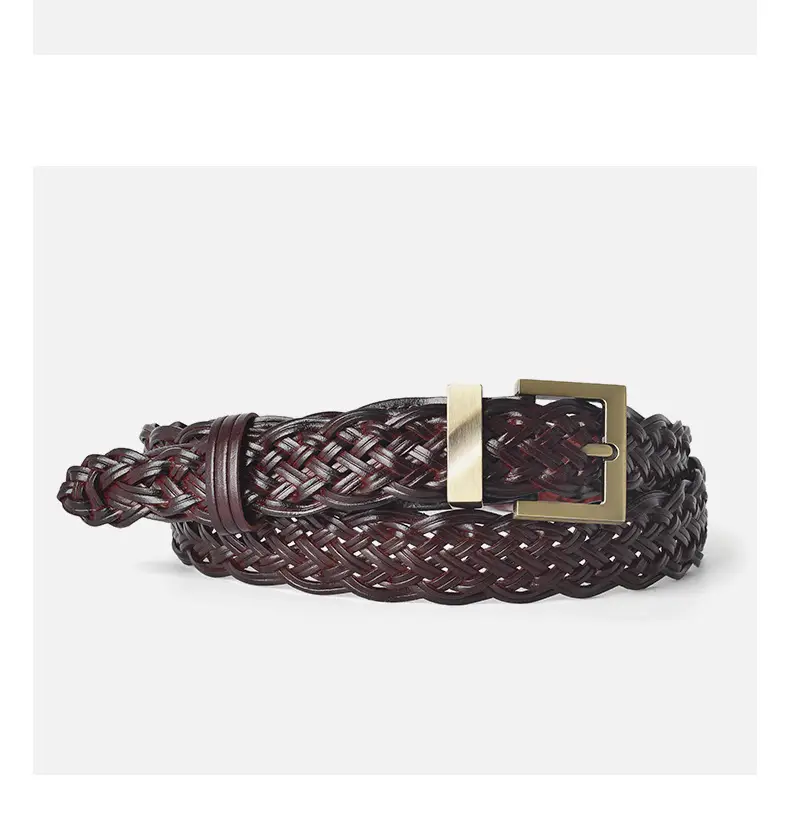 Black Braided Women's Belt with Gold Buckle — feature 15
