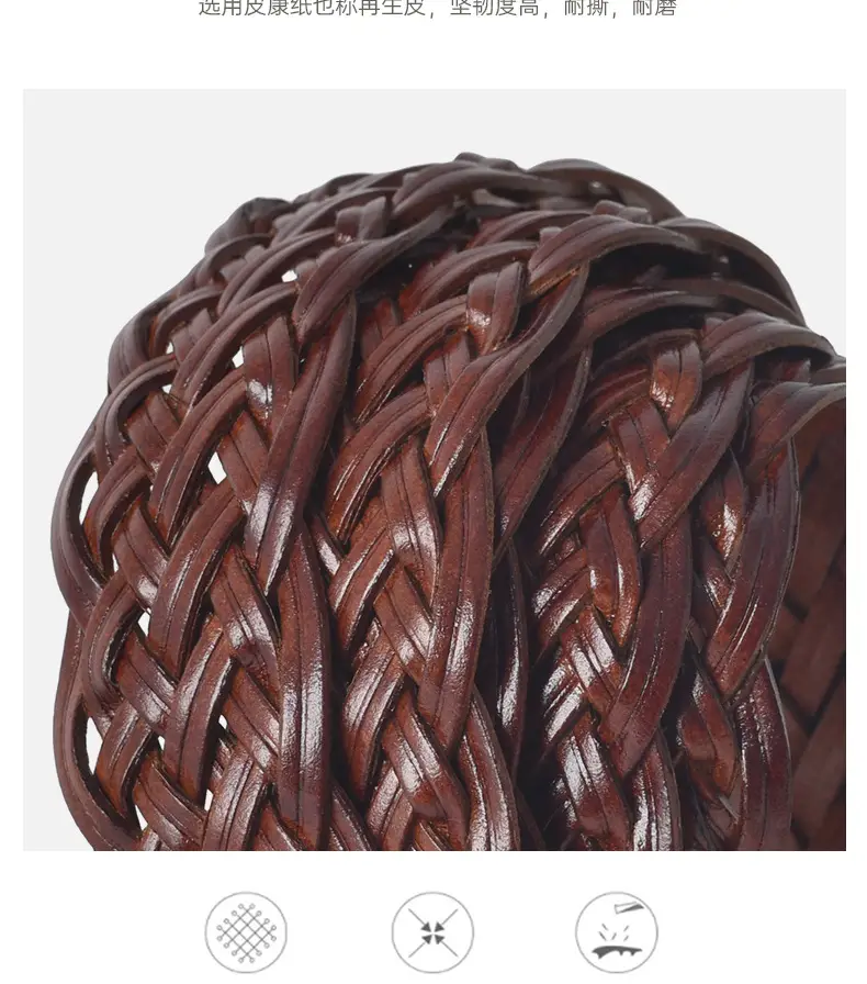 Black Braided Women's Belt with Gold Buckle — feature 6
