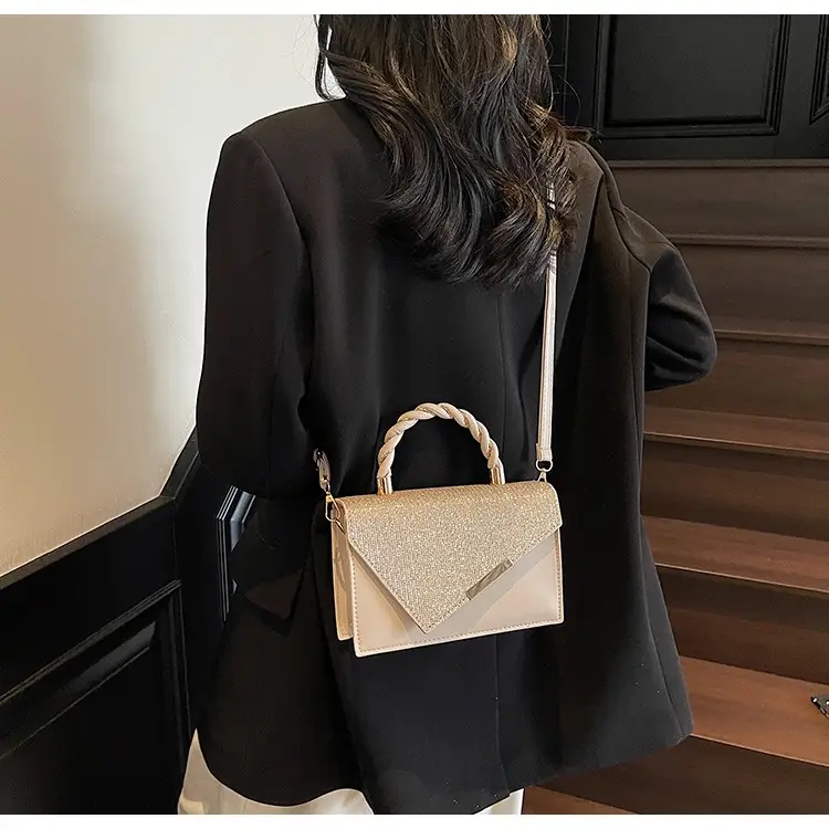 Women's Square Shoulder Bag Beige Diamond Textured 2025 — feature 12