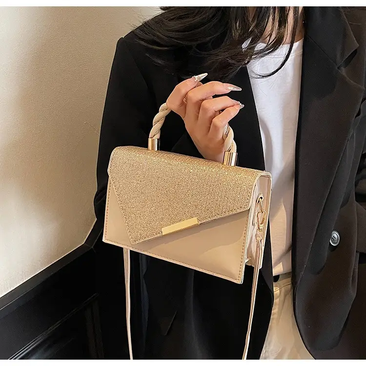 Women's Square Shoulder Bag Beige Diamond Textured 2025 — feature 13