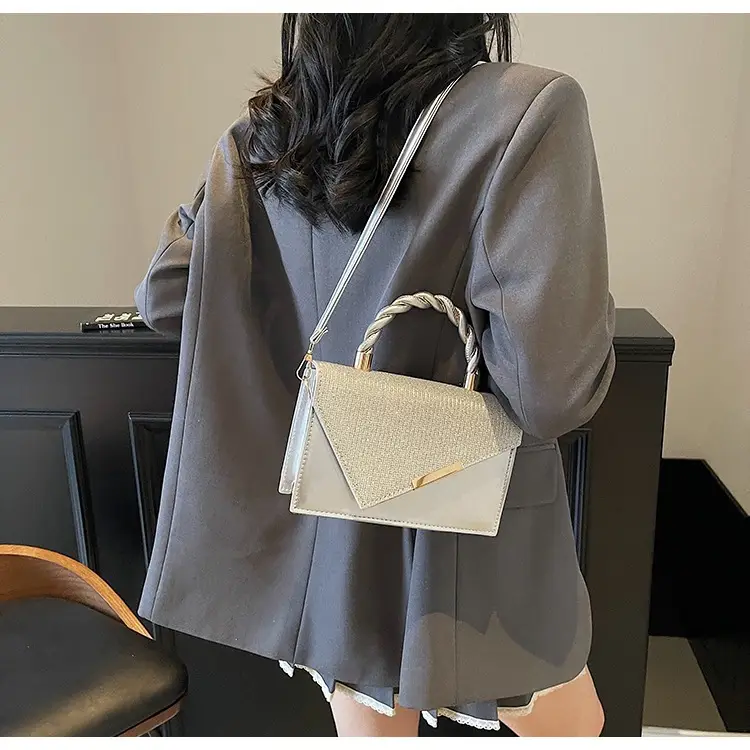 Women's Square Shoulder Bag Beige Diamond Textured 2025 — feature 21