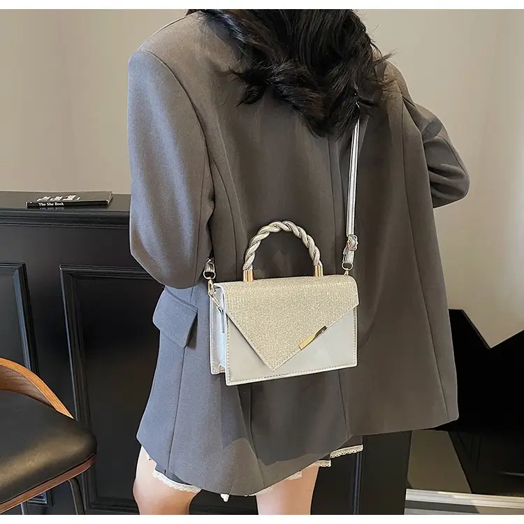 Women's Square Shoulder Bag Beige Diamond Textured 2025 — feature 22