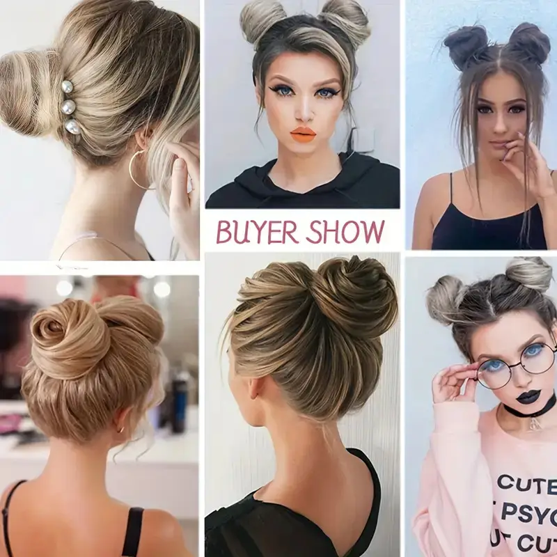 European and American Wig Bun Hair Tie Straight Hair Hair Ring Bun Wig Natural Fluffy Curly Hair Cross-Border Wig for Women — feature 10