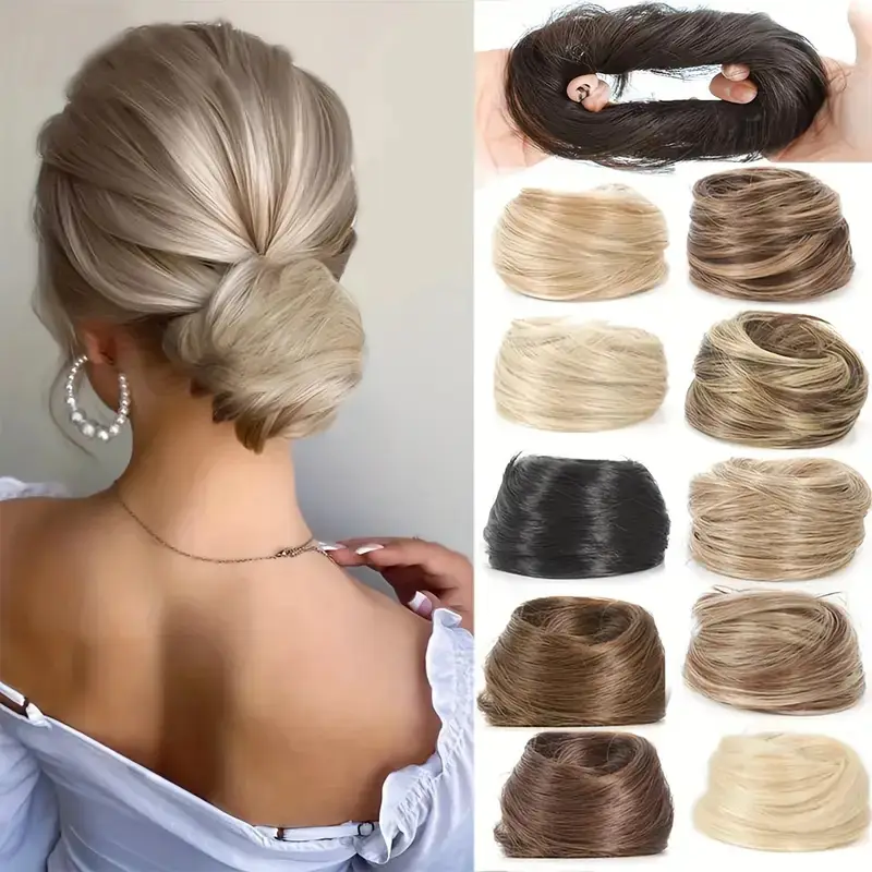 European and American Wig Bun Hair Tie Straight Hair Hair Ring Bun Wig Natural Fluffy Curly Hair Cross-Border Wig for Women — feature 3