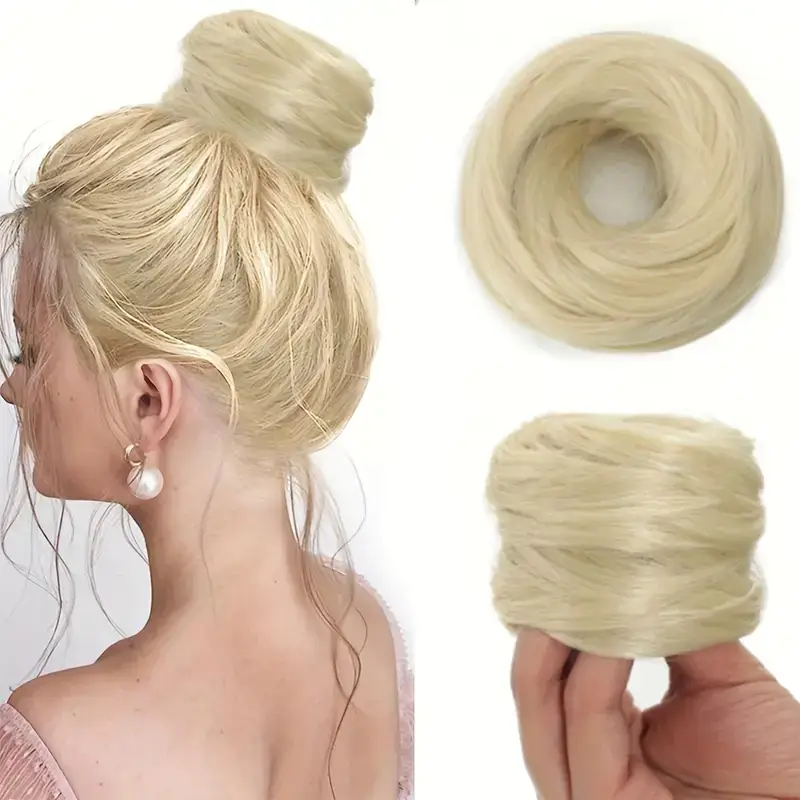 European and American Wig Bun Hair Tie Straight Hair Hair Ring Bun Wig Natural Fluffy Curly Hair Cross-Border Wig for Women - Image 11
